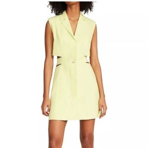 Steve Madden NWT Evan Linen Blend Cutout Mini Shirt Dress Sunny Lime S